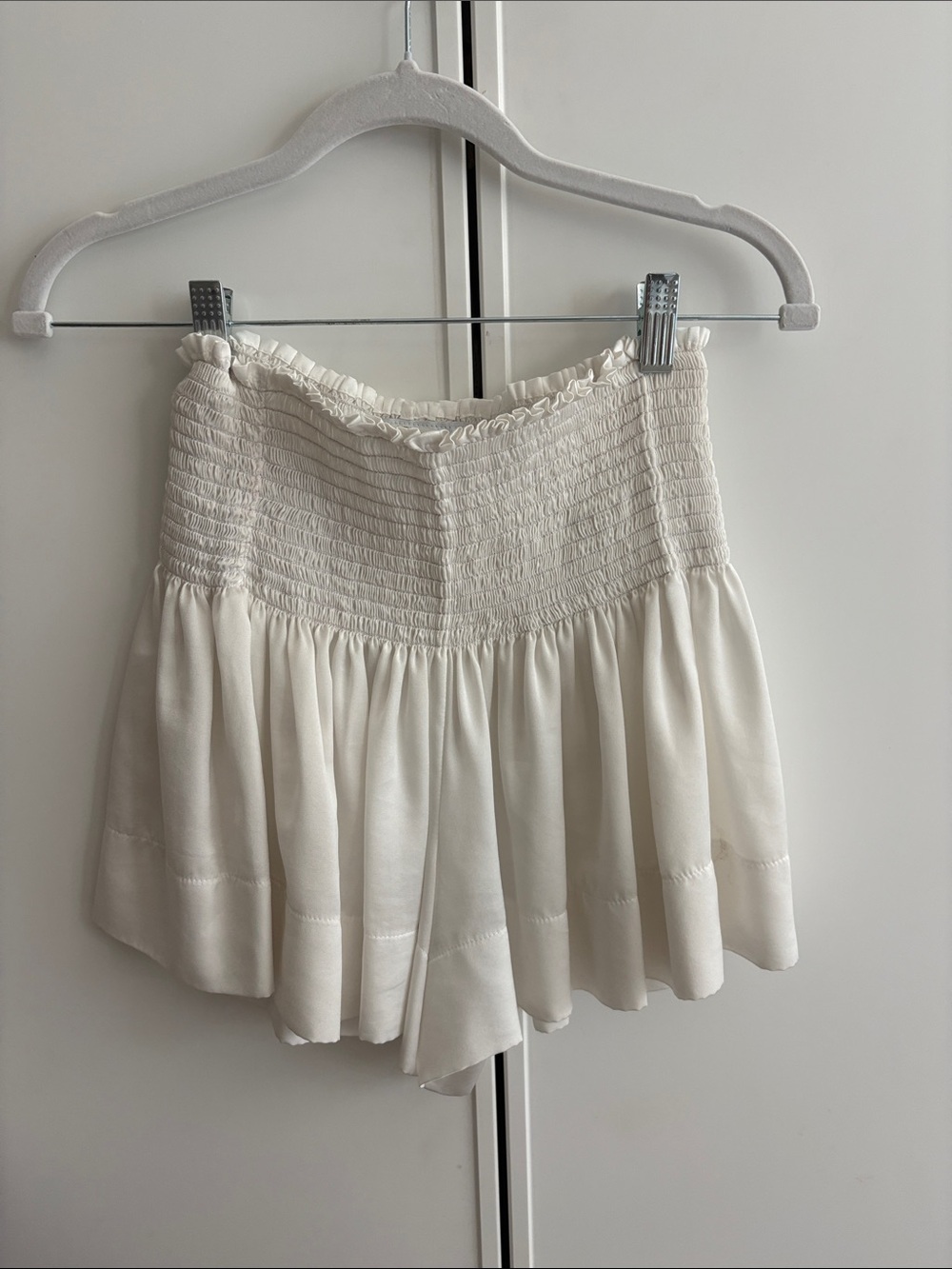 KOCH White Smocked Mini Skirt